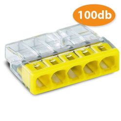   WAGO 2273-205 Vezeték összekötő 5x0-2,5mm2 átlátszó 24A sárga 100db-os csomag