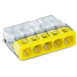  WAGO 2273-205 Vezeték összekötő 5x0-2,5mm2 átlátszó 24A sárga