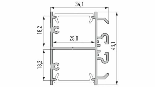 LED Alumínium Profil DOPIO Fekete 2,02 méter