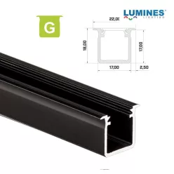 Led profil led szalagokhoz Beépíthető Mély fekete 1 méteres alumínium