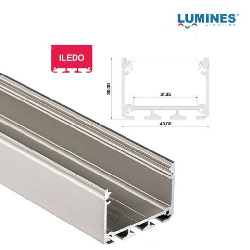 LED Alumínium Profil ILEDO Széles Magas Ezüst 3 méter