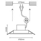 NEDES LED beépíthető lámpa kerek ezüst keret 7W meleg fehér IP44 (furat:75 mm)