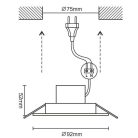 NEDES LED beépíthető lámpa kerek fehér keret 7W meleg fehér IP44 (furat:75 mm)