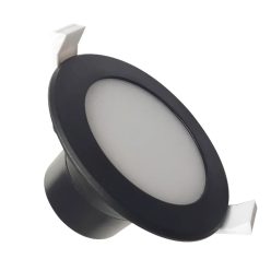   NEDES LED beépíthető lámpa kerek fekete keret 7W természetes fehér IP44 (furat:75 mm)