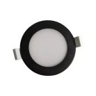 NEDES LED beépíthető lámpa kerek fekete keret 7W természetes fehér IP44 (furat:75 mm)