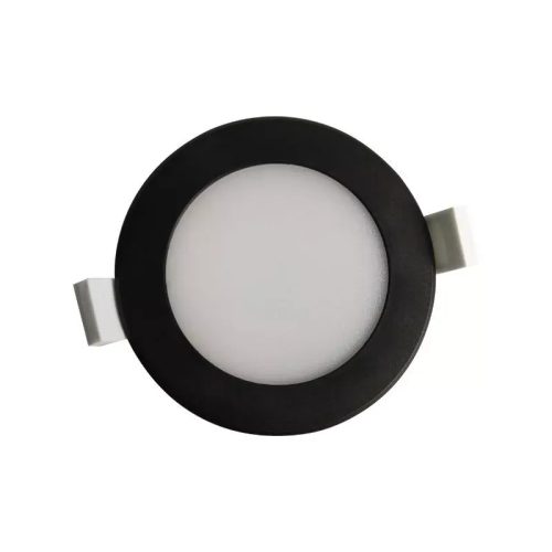 NEDES LED beépíthető lámpa kerek fekete keret 7W természetes fehér IP44 (furat:75 mm)