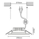 NEDES LED beépíthető lámpa kerek ezüst keret 7W természetes fehér IP44 (furat:70 mm)