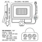 Nedes Led Reflektor 50W 4000K IP65 Fekete Mozgásérzékelővel