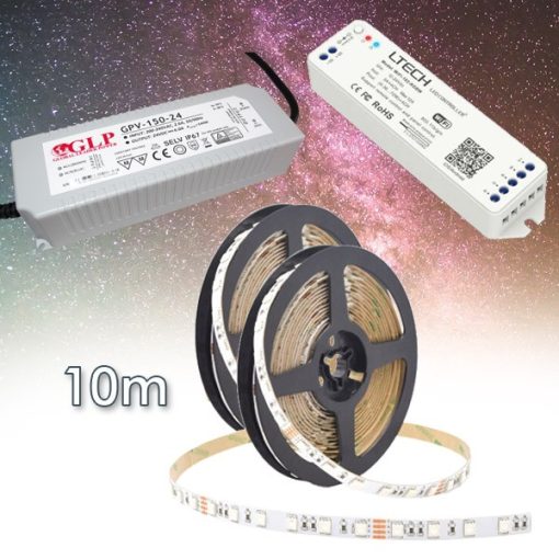 LLH 10m-es RGB Led szalag csomag Wifi vezérléssel és tápegységgel