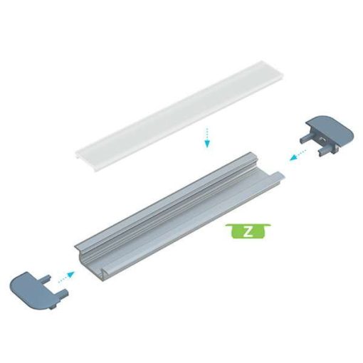 LUMINES Beépíthető Led profil csomag Ezüst 1 méter Opál PMMA takaróval