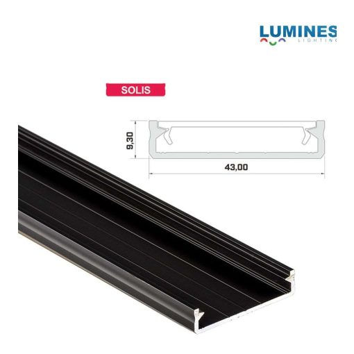 LED Alumínium Profil Széles Fekete 3 méter